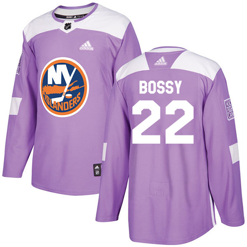 Adidas Islanders #22 Mike Bossy Purple Authentic Fights Cancer Stitched NHL Jersey